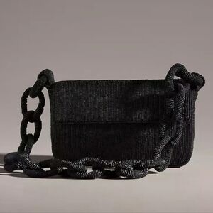 Anthropologie Fiona Black Braided Beaded Shoulder Bag